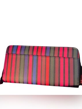 Trina Turk Striped Zip Wallet in Red, Pink, Purple, Black